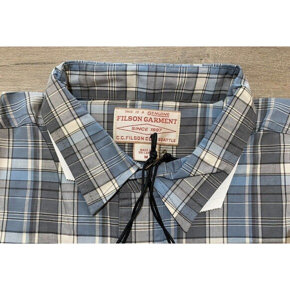 Filson Twin Lakes Sport Mens M Short Sleeve Button Up Plaid Outdoors Camp Shirt - Picture 4 of 9